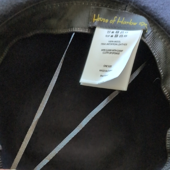 HOUSE OF HARLOW 1960 I NWOT Black Wool Wide Brim Floppy Hat w/ Gold Accents, O/S - Picture 9 of 13